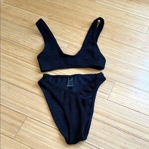 ASOS Crinkle Black Knit Bikini Set